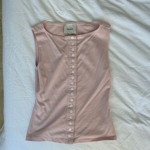 Reformation Pale Pink Button-Front Sleeveless Tank